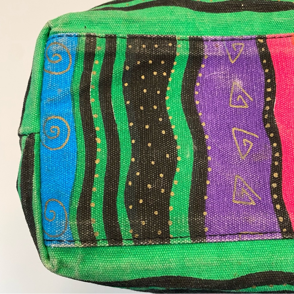 Laurel Burch Tote Bag Cats Canvas Coated Interior Vibrant Zipper Large Retired - Picture 8 of 14